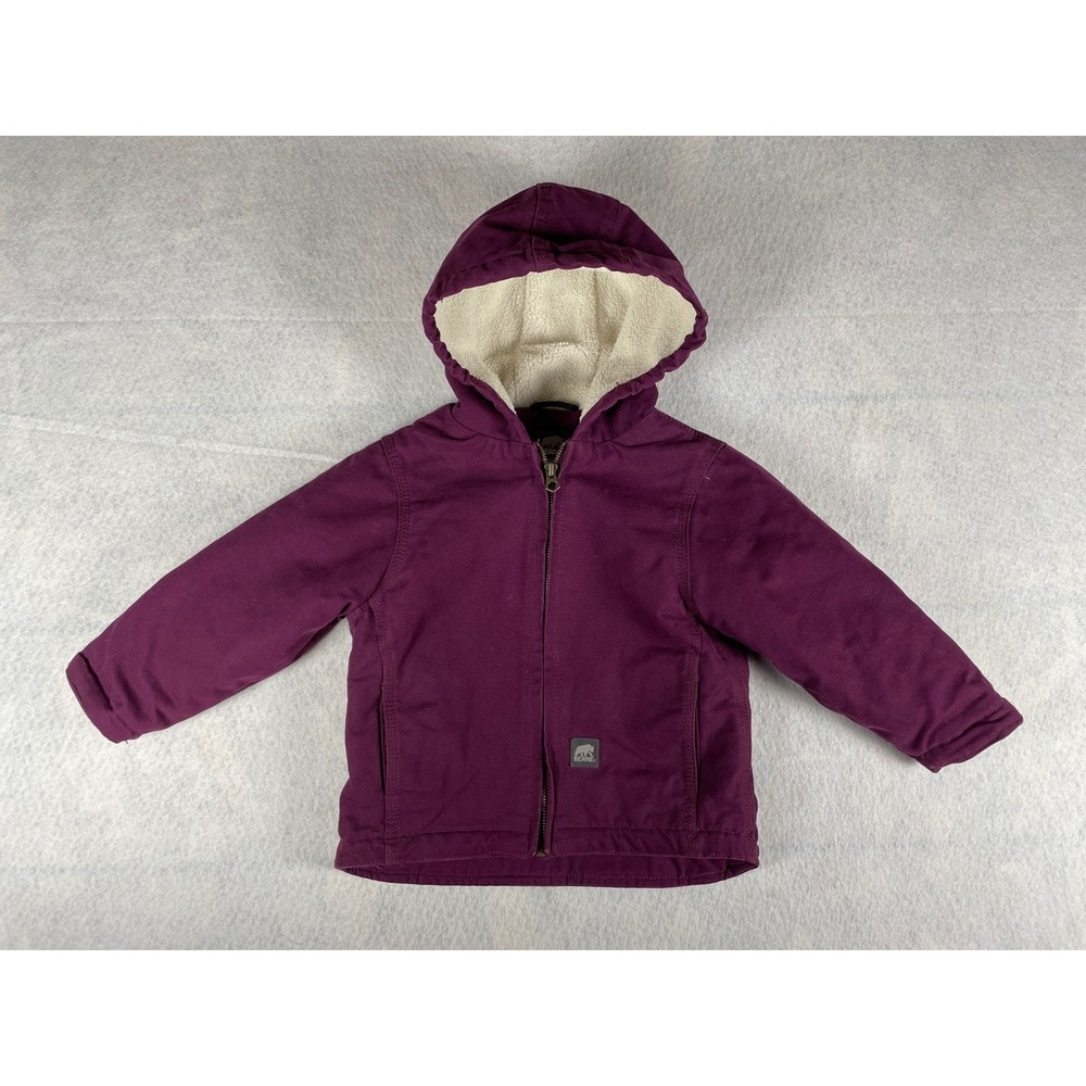 Berne Kids Toddler 3T Purple Sherpa‎ Lined Canvas Duck Hooded Utility Jacket